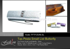 Tas Pesta Murah Small List Butterfly Silver